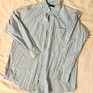 Club Room Oxford Blue and White Plaid Casual Button Down Shirt